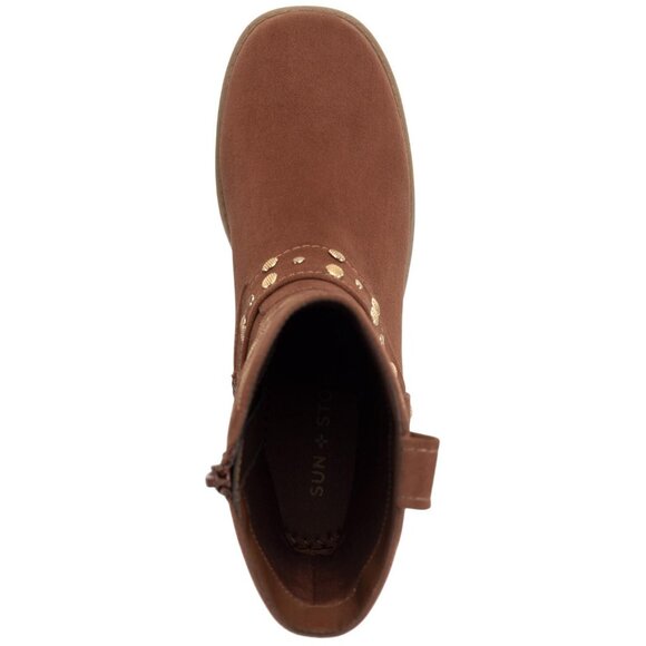 NWT Sun + Stone Womens Norahh Moto Midshaft Bootie Russet Microsuede Brown 8.5M - Picture 4 of 12